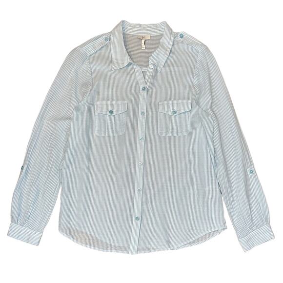 Joie Cotton Stripe Booker Button Down Utility Shirt Size Small - Picture 1 of 14